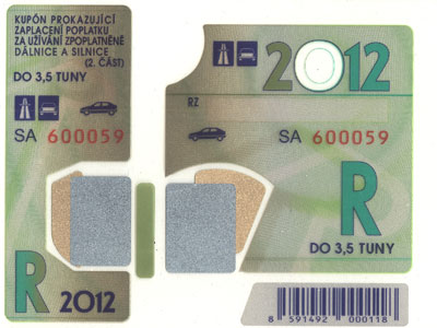 Dálniční známka 2012 Dálniční známka 2012